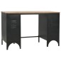 vidaXL Escritorio con doble pedestal madera abeto y acero 120x50x76 cm vidaXL Escritorio con doble pedestal madera abeto y acero 120x50x76 cm