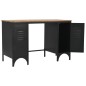 vidaXL Escritorio con doble pedestal madera abeto y acero 120x50x76 cm vidaXL Escritorio con doble pedestal madera abeto y acero 120x50x76 cm
