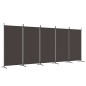 vidaXL Biombo divisor de 5 paneles de tela marrón 433x180 cm vidaXL Biombo divisor de 5 paneles de tela marrón 433x180 cm