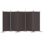 vidaXL Biombo divisor de 5 paneles de tela marrón 433x180 cm vidaXL Biombo divisor de 5 paneles de tela marrón 433x180 cm