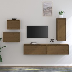 vidaXL Muebles para TV 5 piezas madera maciza de pino marrón miel