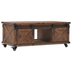 vidaXL Mesa de centro de madera maciza de abeto marrón 91x51x38 cm