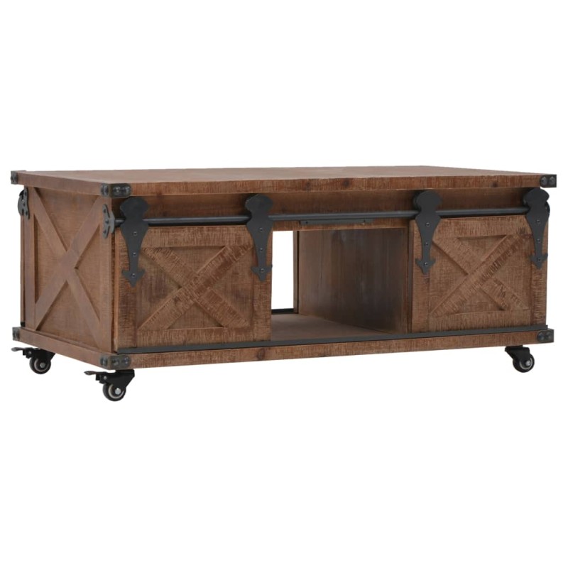 vidaXL Mesa de centro de madera maciza de abeto marrón 91x51x38 cm vidaXL Mesa de centro de madera maciza de abeto marrón 91x51x38 cm