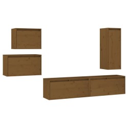 vidaXL Muebles para TV 5 piezas madera maciza de pino marrón miel