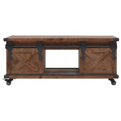 vidaXL Mesa de centro de madera maciza de abeto marrón 91x51x38 cm