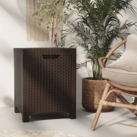 vidaXL Caja de almacenaje de jardín ratán PP marrón 39x39x46 cm