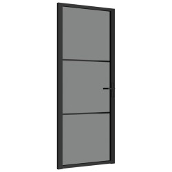 vidaXL Puerta interior vidrio EGS y aluminio negro 83x201,5 cm