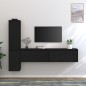 vidaXL Muebles para TV 4 piezas madera maciza de pino negro vidaXL Muebles para TV 4 piezas madera maciza de pino negro