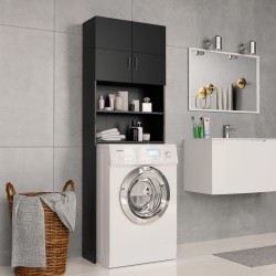 vidaXL Armario de lavadora madera contrachapada negro 64x25,5x190 cm
