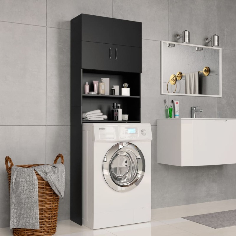 vidaXL Armario de lavadora madera contrachapada negro 64x25,5x190 cm vidaXL Armario de lavadora madera contrachapada negro 64x25,5x190 cm