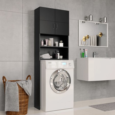 vidaXL Armario de lavadora madera contrachapada negro 64x25,5x190 cm