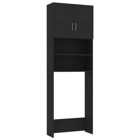 vidaXL Armario de lavadora madera contrachapada negro 64x25,5x190 cm