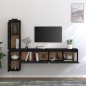 vidaXL Muebles para TV 4 piezas madera maciza de pino negro vidaXL Muebles para TV 4 piezas madera maciza de pino negro