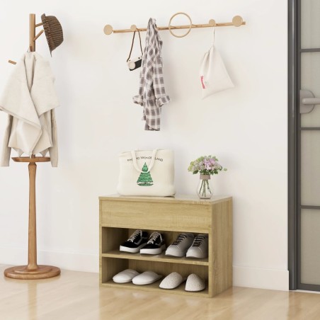 vidaXL Banco zapatero madera contrachapada roble Sonoma 60x30x45 cm