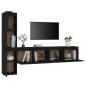 vidaXL Muebles para TV 4 piezas madera maciza de pino negro vidaXL Muebles para TV 4 piezas madera maciza de pino negro