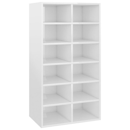 vidaXL Zapatero de madera contrachapada blanco brillo 54x34x100,5 cm