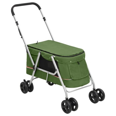 vidaXL Cochecito para perros plegable tela lino verde 100x49x96 cm