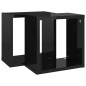 vidaXL Estantes cubo de pared 2 unidades negro brillo 26x15x26 cm vidaXL Estantes cubo de pared 2 unidades negro brillo 26x15x26 cm