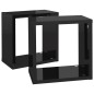 vidaXL Estantes cubo de pared 2 unidades negro brillo 26x15x26 cm vidaXL Estantes cubo de pared 2 unidades negro brillo 26x15x26 cm