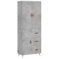 vidaXL Aparador alto madera contrachapada gris hormigón 69,5x34x180 cm vidaXL Aparador alto madera contrachapada gris hormigón 69,5x34x180 cm