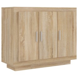 vidaXL Aparador de madera contrachapada color roble Sonoma 92x35x75 cm