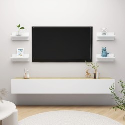 vidaXL Estantes de pared 4uds madera contrachapada blanco 40x11,5x18cm