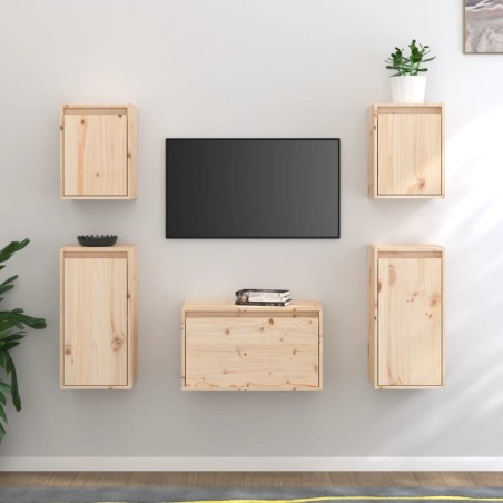 vidaXL Muebles para TV 5 piezas madera maciza de pino