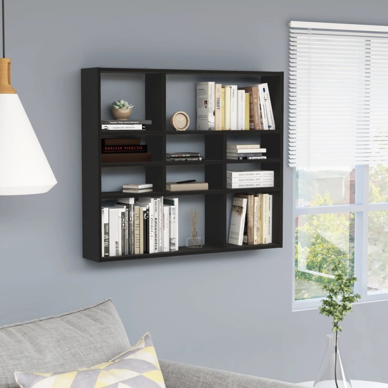 vidaXL Estantería de pared madera contrachapada negro 90x16x78 cm vidaXL Estantería de pared madera contrachapada negro 90x16x78 cm