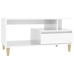 vidaXL Mesa de centro madera contrachapada blanco brillo 90x49x45 cm