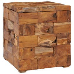 vidaXL Taburete con almacenamiento madera maciza de teca 