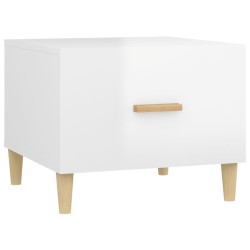 vidaXL Mesa de centro madera contrachapada brillo blanco 50x50x40 cm
