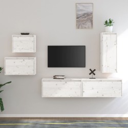 vidaXL Muebles para TV 5 piezas madera maciza de pino blanco