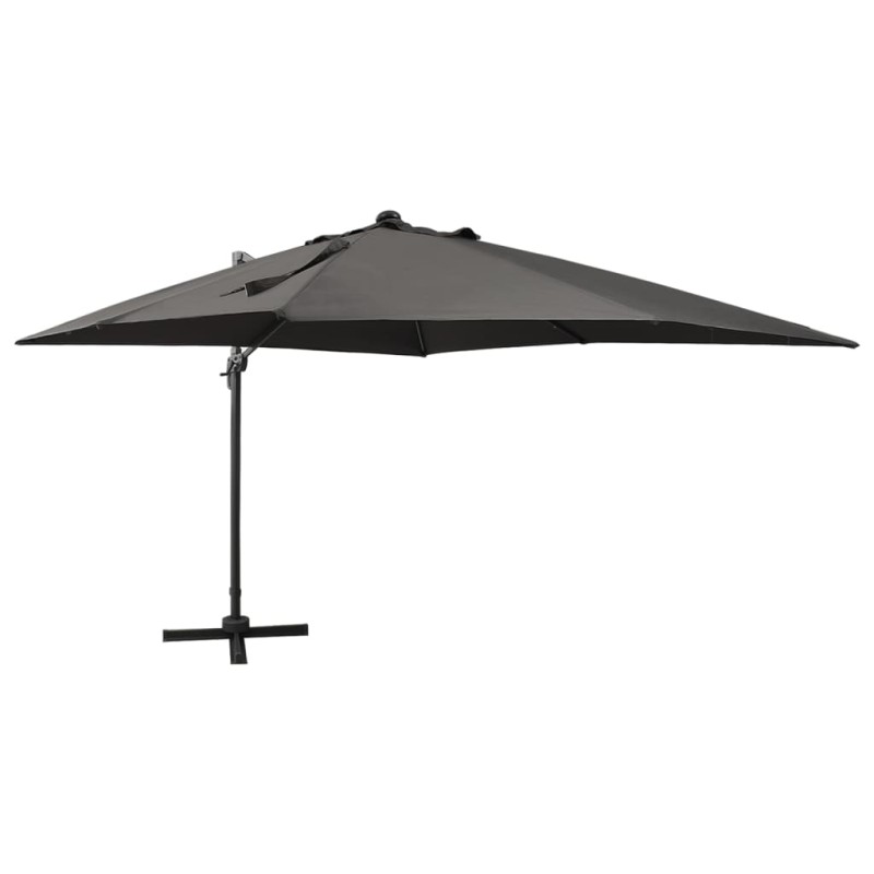 vidaXL Sombrilla voladiza con poste y luces LED gris antracita 300 cm vidaXL Sombrilla voladiza con poste y luces LED gris antracita 300 cm