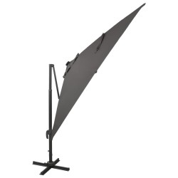 vidaXL Sombrilla voladiza con poste y luces LED gris antracita 300 cm