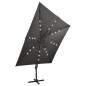 vidaXL Sombrilla voladiza con poste y luces LED gris antracita 300 cm vidaXL Sombrilla voladiza con poste y luces LED gris antracita 300 cm