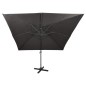 vidaXL Sombrilla voladiza con poste y luces LED gris antracita 300 cm vidaXL Sombrilla voladiza con poste y luces LED gris antracita 300 cm