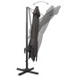 vidaXL Sombrilla voladiza con poste y luces LED gris antracita 300 cm vidaXL Sombrilla voladiza con poste y luces LED gris antracita 300 cm