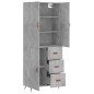 vidaXL Aparador alto madera contrachapada gris hormigón 69,5x34x180 cm vidaXL Aparador alto madera contrachapada gris hormigón 69,5x34x180 cm