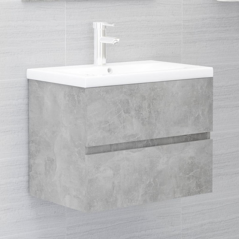 vidaXL Armario de lavabo contrachapada gris hormigón 60x38,5x45 cm vidaXL Armario de lavabo contrachapada gris hormigón 60x38,5x45 cm