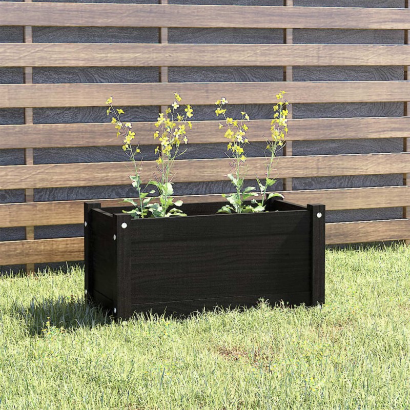 vidaXL Jardinera de madera maciza de pino negro 60x31x31 cm vidaXL Jardinera de madera maciza de pino negro 60x31x31 cm