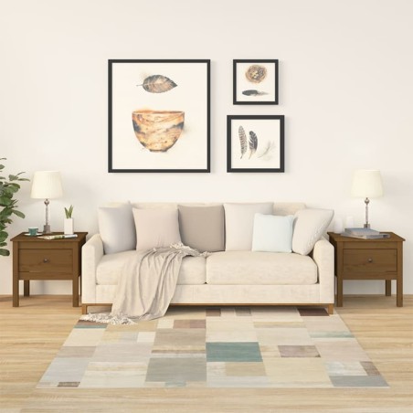 vidaXL Mesa auxiliar 2 uds madera maciza pino marrón miel 50x50x49 cm