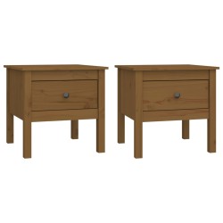 vidaXL Mesa auxiliar 2 uds madera maciza pino marrón miel 50x50x49 cm