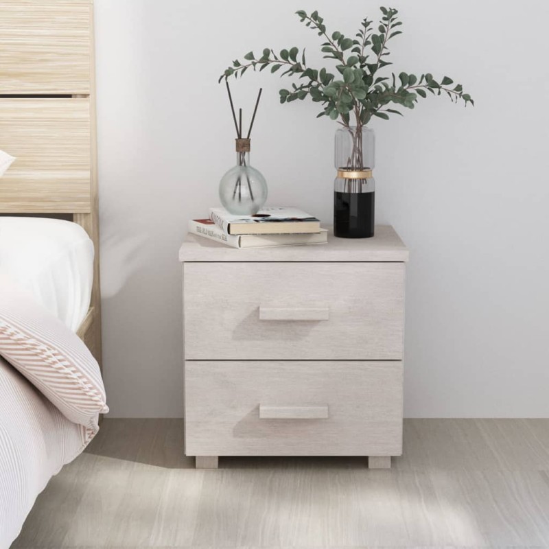 vidaXL Mesita de noche HAMAR madera pino maciza blanco 40x35x44,5 cm vidaXL Mesita de noche HAMAR madera pino maciza blanco 40x35x44,5 cm