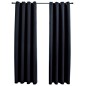 vidaXL Cortinas opacas con anillas de metal 2 uds negro 140x225 cm vidaXL Cortinas opacas con anillas de metal 2 uds negro 140x225 cm