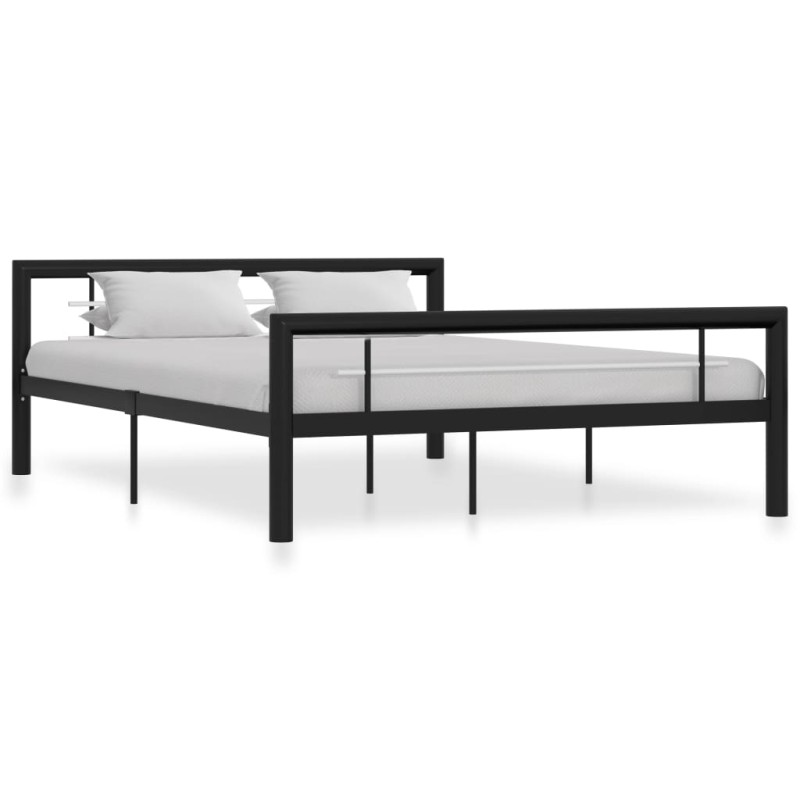 vidaXL Estructura de cama de metal negro y blanco 140x200 cm vidaXL Estructura de cama de metal negro y blanco 140x200 cm