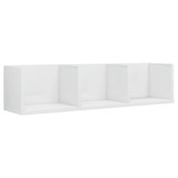 vidaXL Estantería de pared CD contrachapada blanco brillo 75x18x18 cm