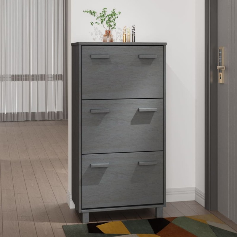 vidaXL Zapatero HAMAR madera maciza pino gris oscuro 59,5x35x117 cm vidaXL Zapatero HAMAR madera maciza pino gris oscuro 59,5x35x117 cm