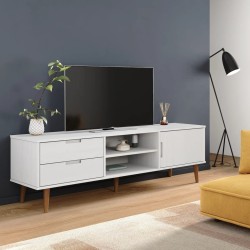 vidaXL Mueble de TV MOLDE madera maciza de pino blanca 158x40x49 cm