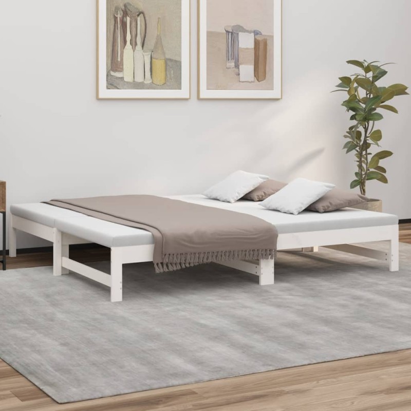 vidaXL Sofá cama extraíble madera maciza de pino blanco 2x(75x190) cm vidaXL Sofá cama extraíble madera maciza de pino blanco 2x(75x190) cm