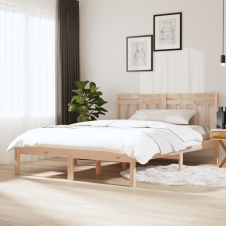 vidaXL Estructura de cama doble de madera maciza 135x190 cm